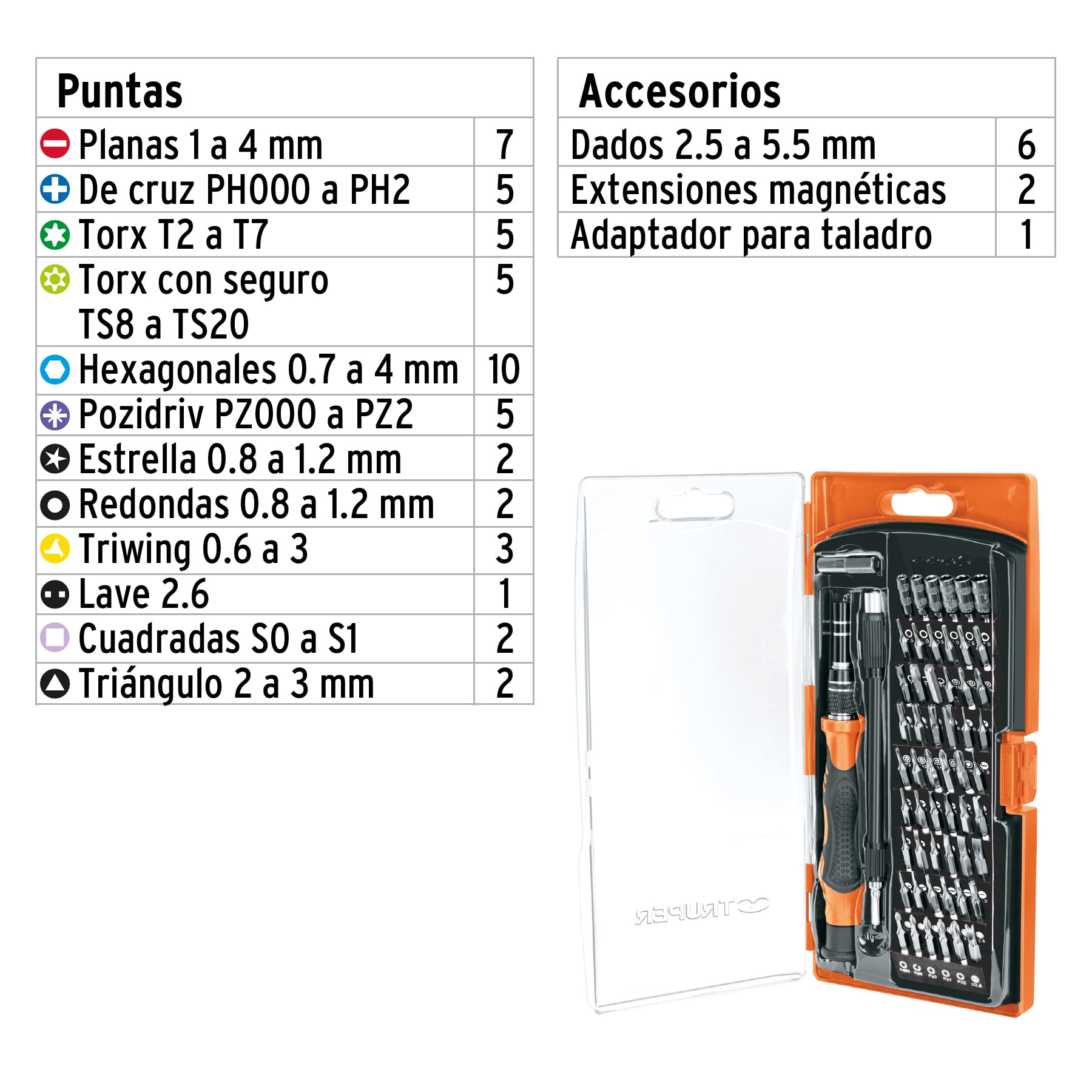 Desarmador de precision con 57 puntas intercambiables