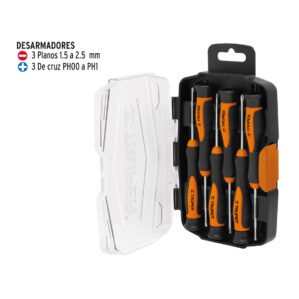 Juego con desarmadores largos de precision 6 piezas