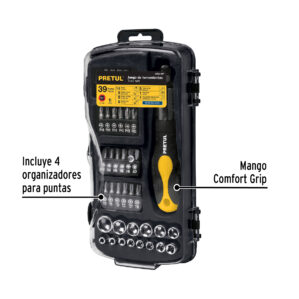 Juego de dados Cuadro 1/4" de 39 piezas Pretul