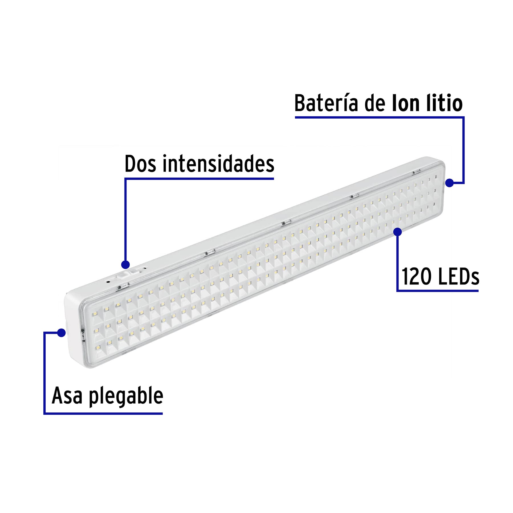 Lampara de emergencia recargable 1000lm de 120 Leds