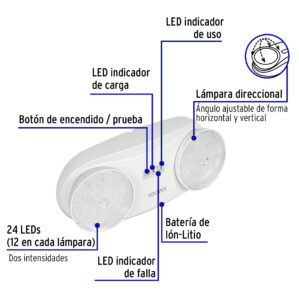 Lampara de emergencia de 24 Leds 170lm dirigible recargable