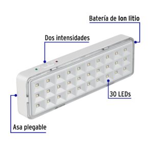 Lampara de emergencia recargable 220lm de 30 Leds