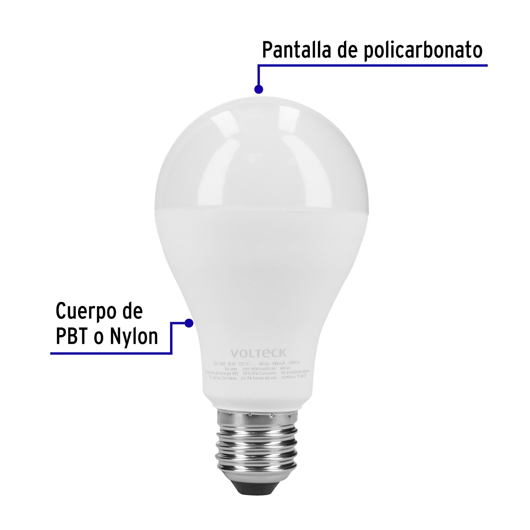 Pack 4 Piezas de Foco Lampara LED 18W Luz de dia
