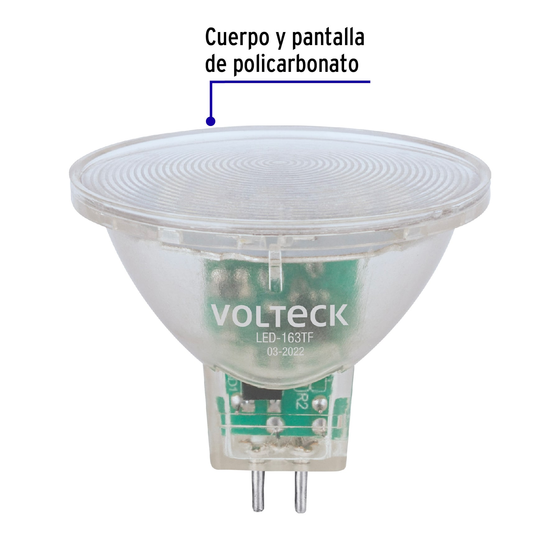 Foco Lampara trans. de LED 3w MR16 base GU5.3 luz de dia