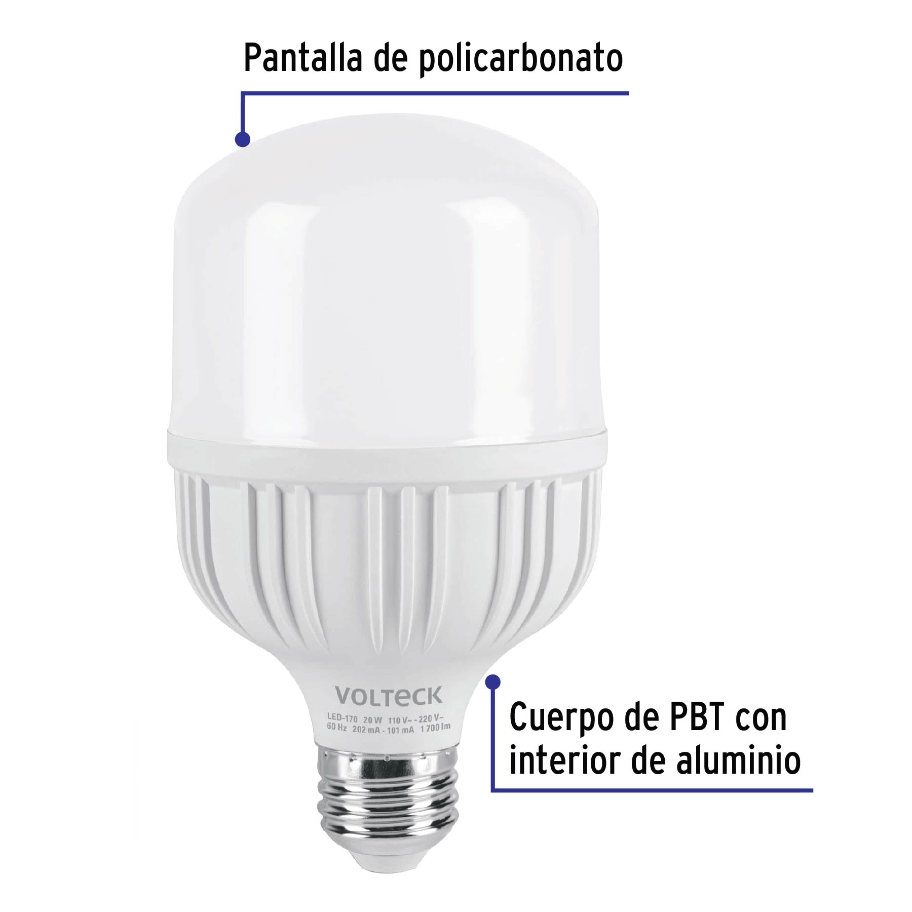 Foco Lampara LED 20w Alta potencia Luz de dia