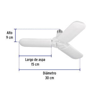 Lampara LED 24W tipo ventilador 3 aspas ajustables Volteck