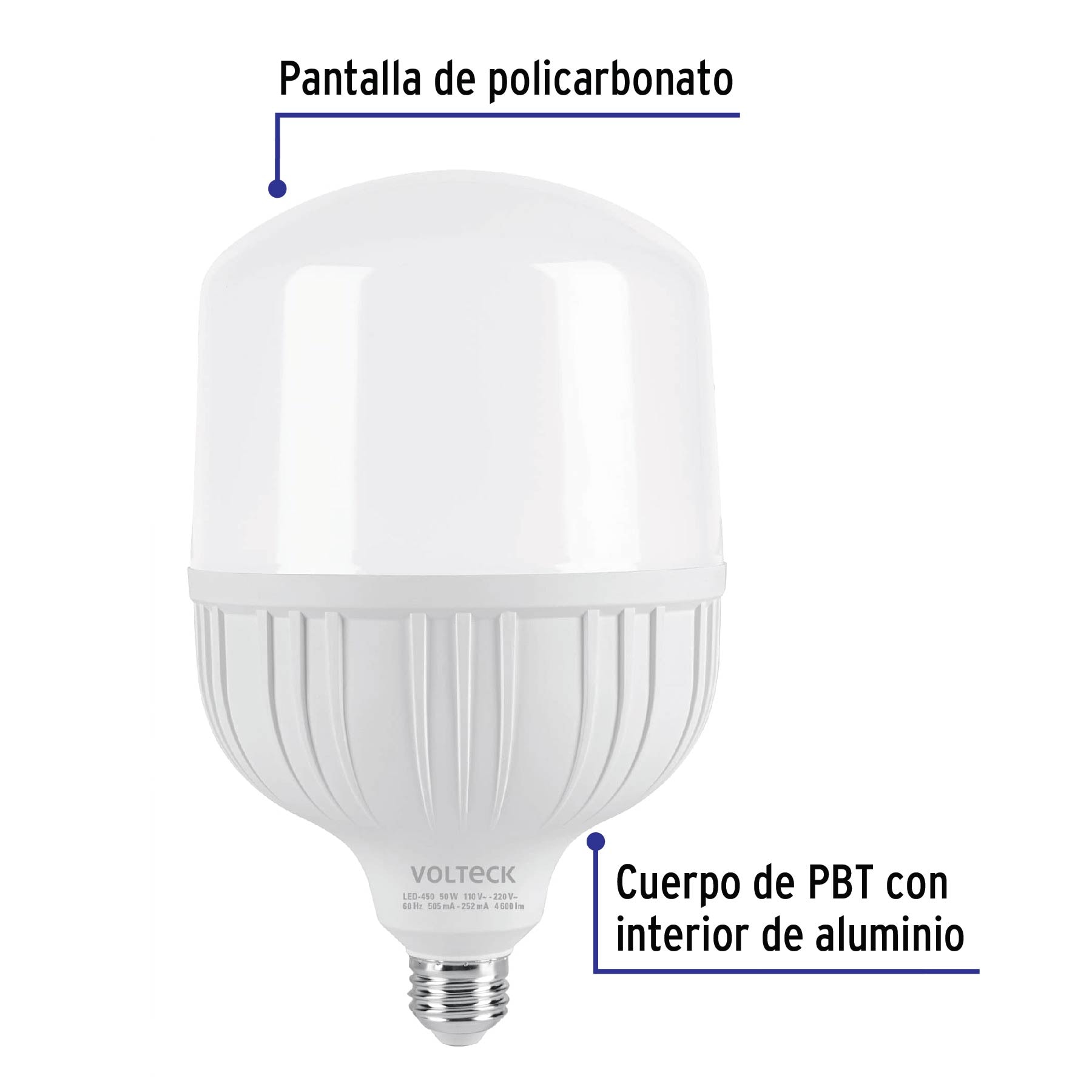 Foco Lampara LED 50W Alta potencia Luz de dia