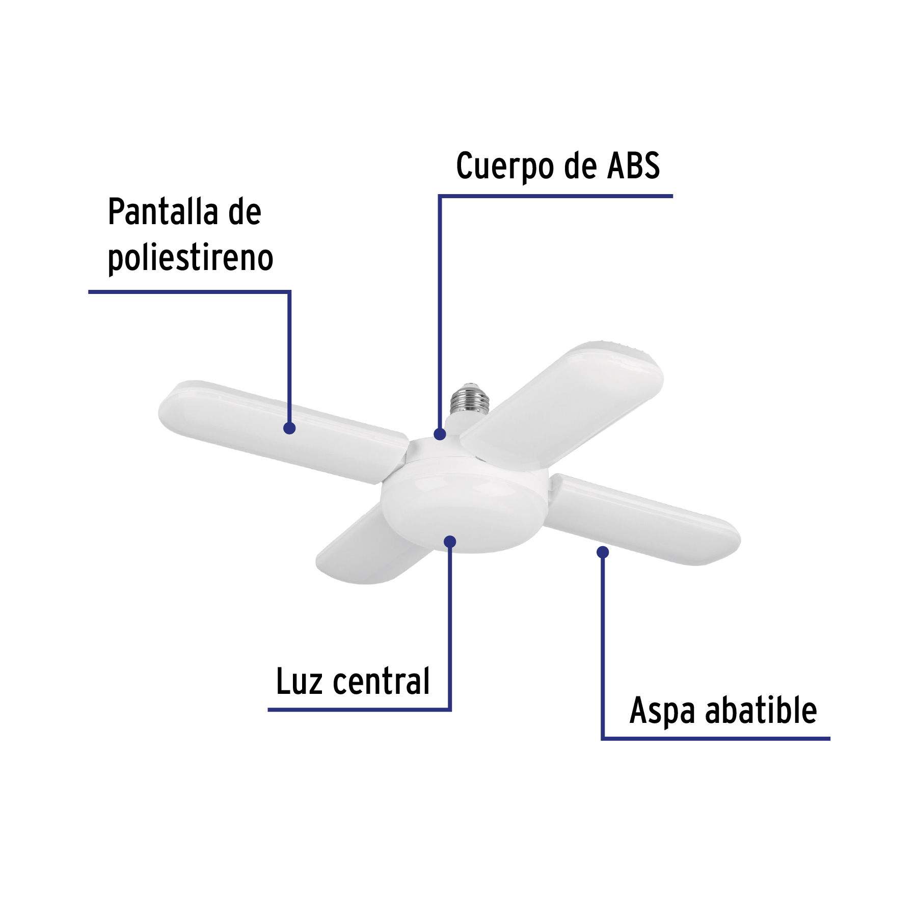 Lampara de LED 40w tipo ventilador con 4 aspas ajustables