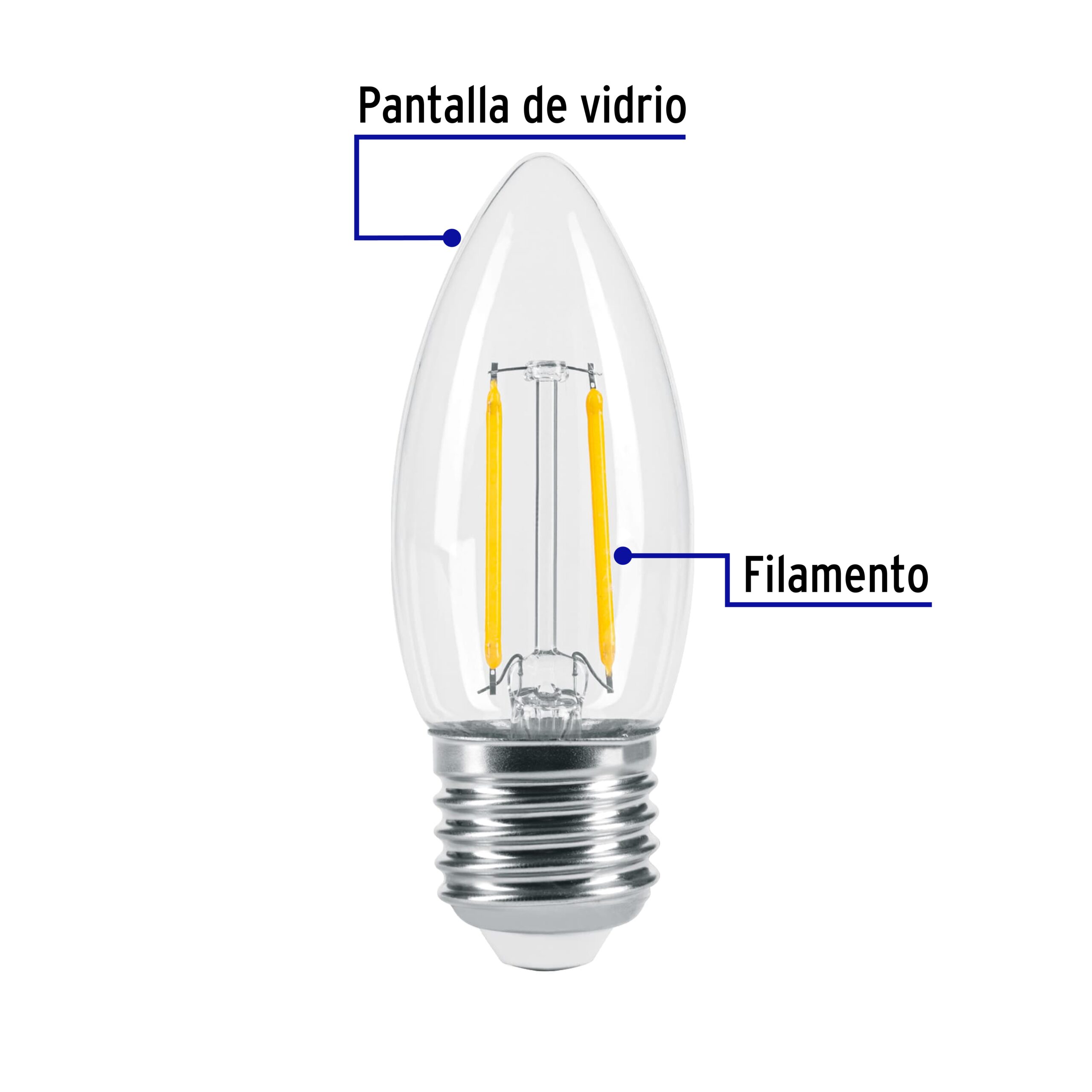 Lampara de LED, estilo antiguo, vela, 3 W, E26, luz calida