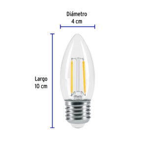 Lampara de LED, estilo antiguo, vela, 3 W, E26, luz calida