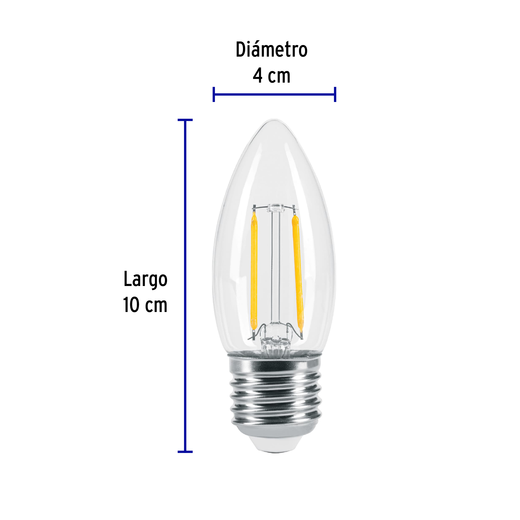 Lampara de LED, estilo antiguo, vela, 3 W, E26, luz calida