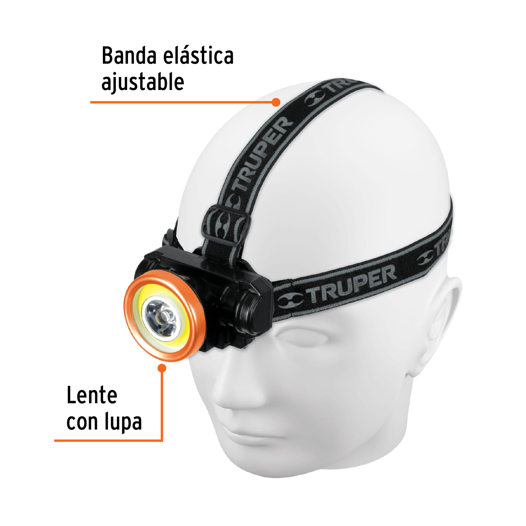 Linterna cabeza minero 80 lumenes recargable Truper