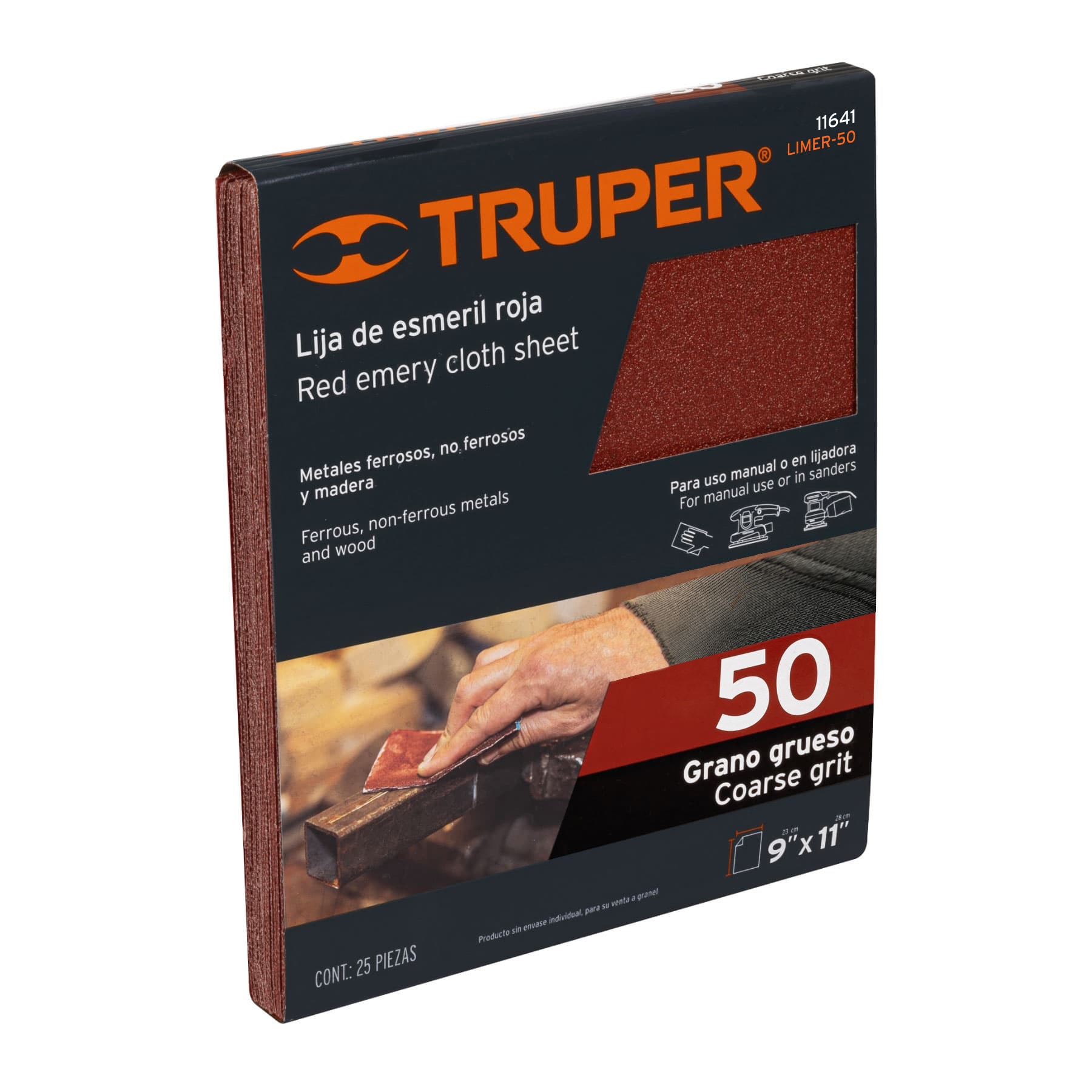 Lija de esmeril roja grano 50