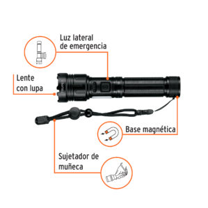 Linterna LED recargable con luz de emergencia 410lm Truper