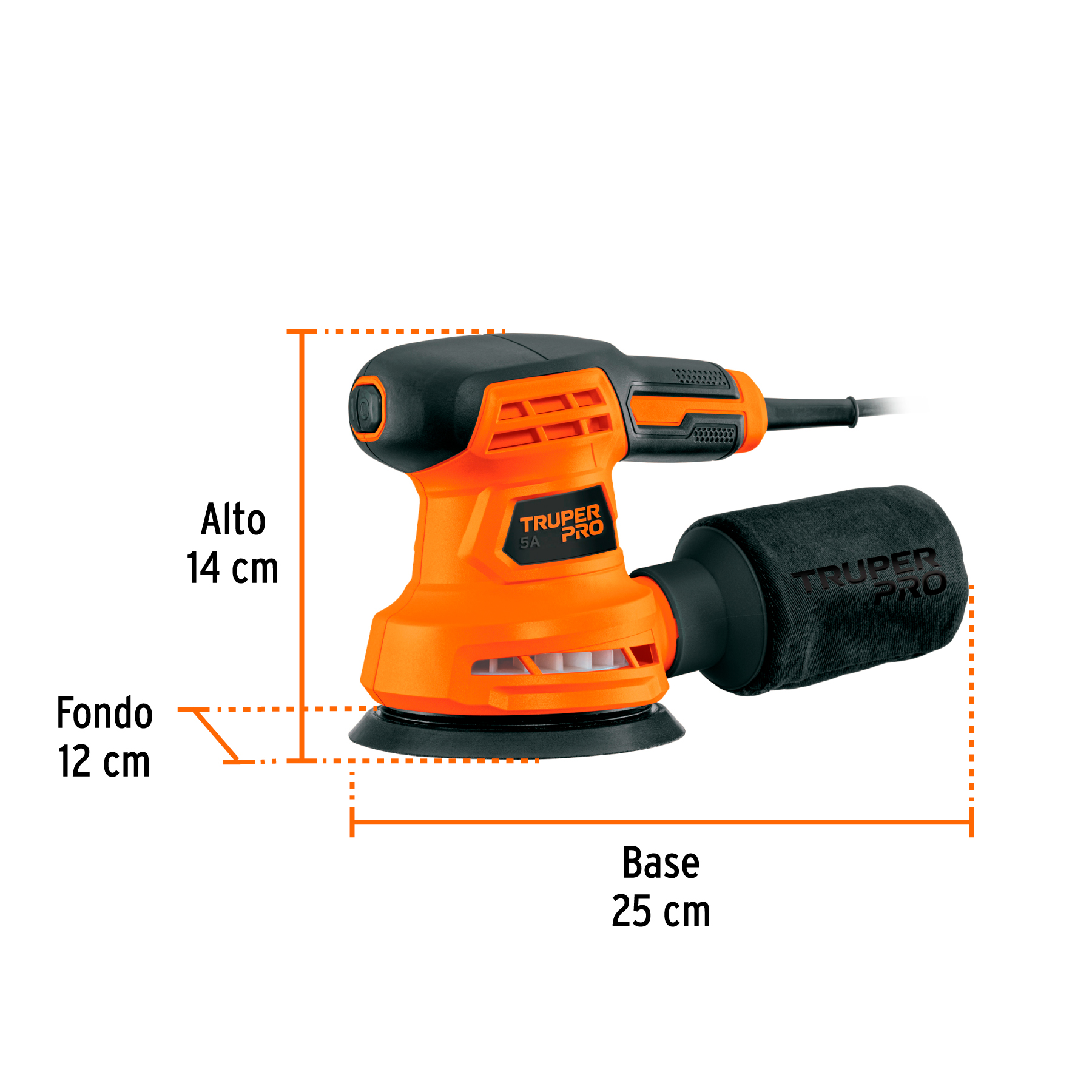 Lijadora roto orbital de 5" profesional 260w