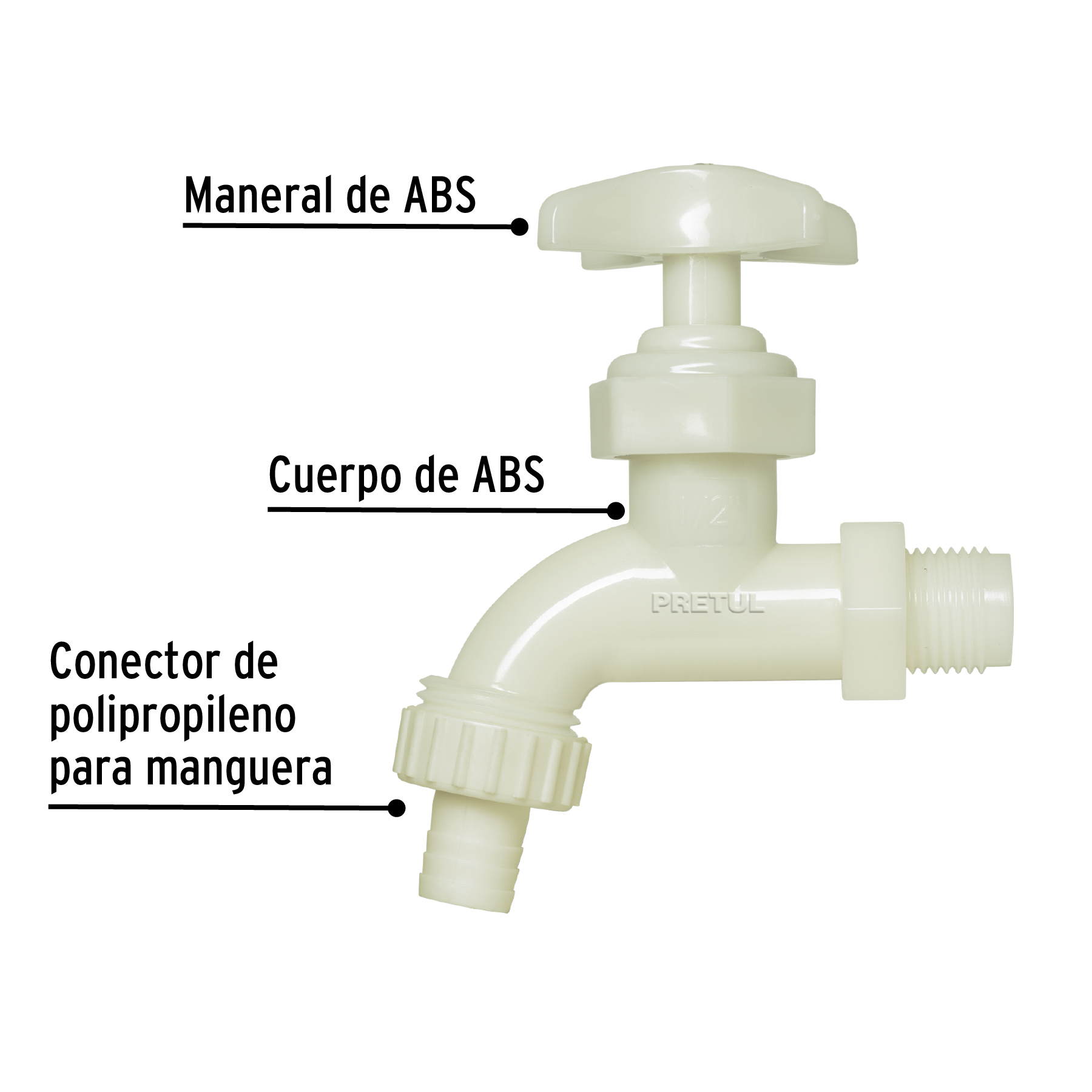 Llave de nariz para jardin 1/2" plastica Pretul