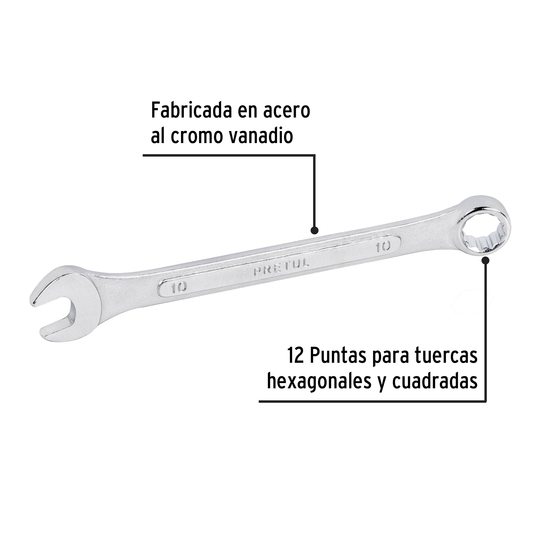 Llave combinada 10mmx140 mm Pretul