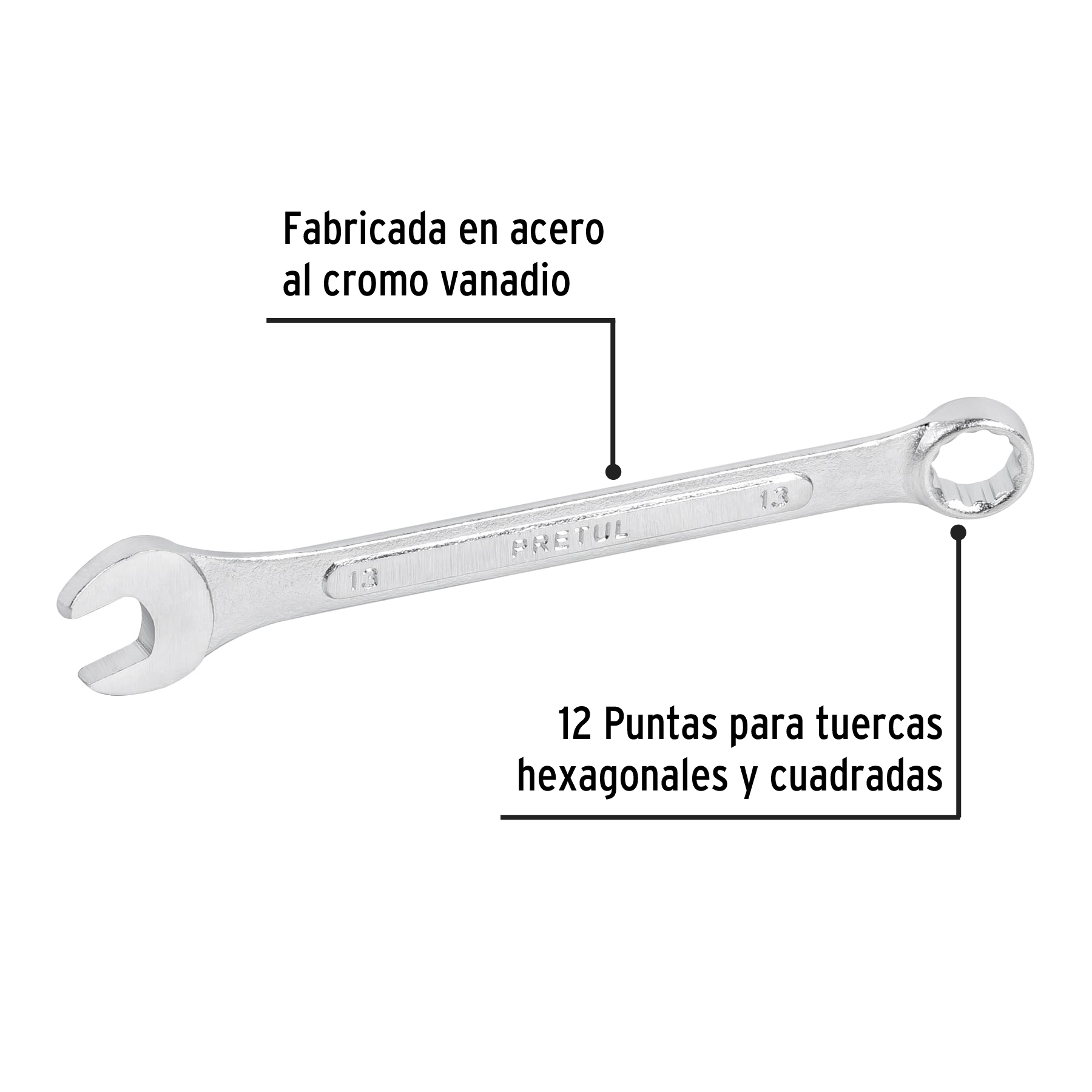 Llave combinada 13mm Pretul