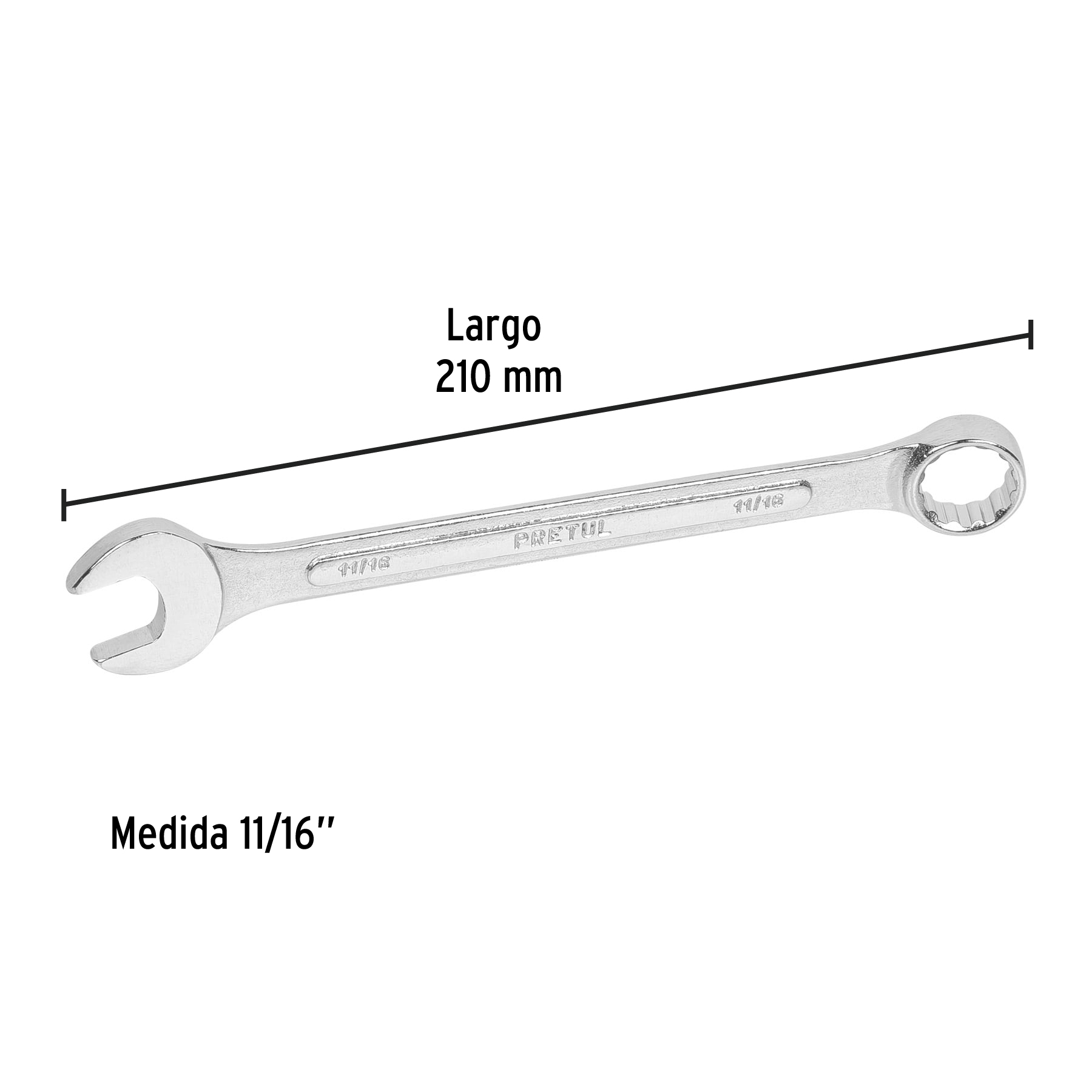 Llave combinada 11/16" x 210mm Pretul