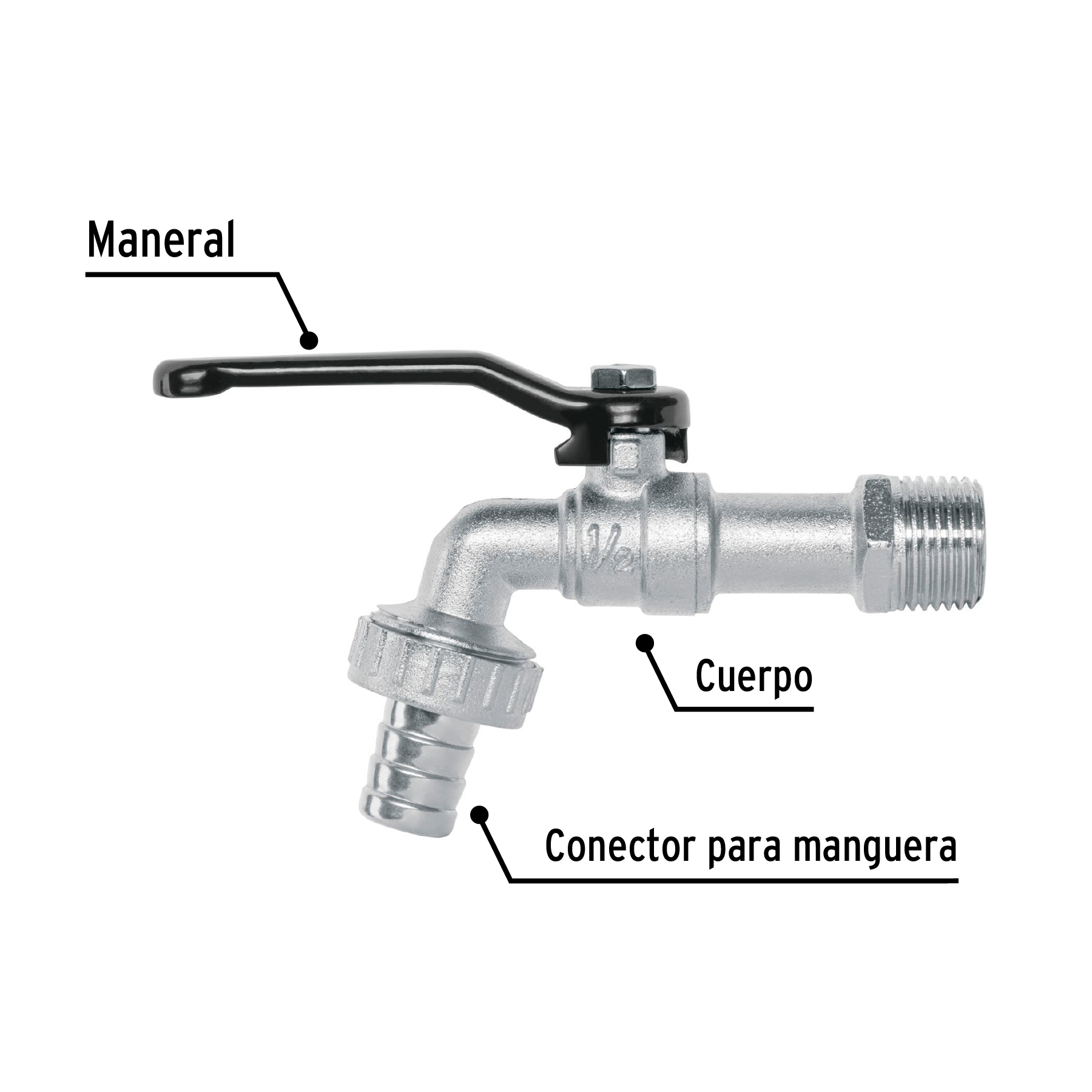 Llave de esfera 1/2" para Manguera Pretul