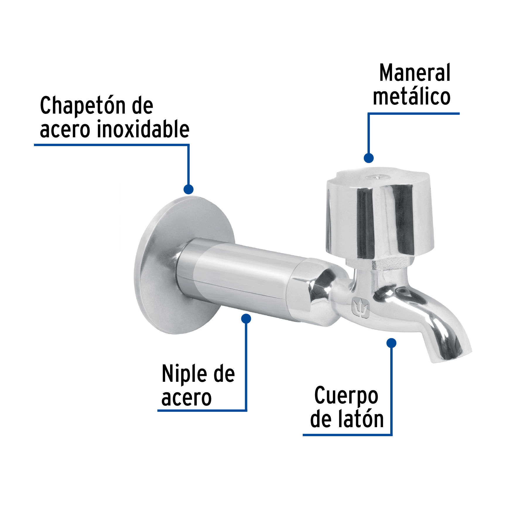 Llave para fregadero de pared con chapeton