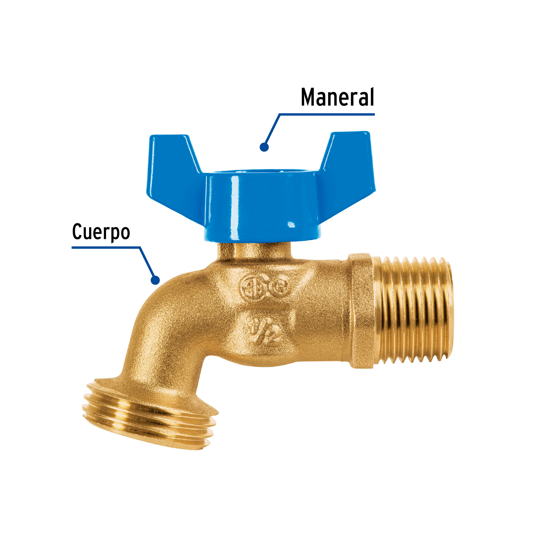 Llave de esfera Nariz para manguera de 1/2"