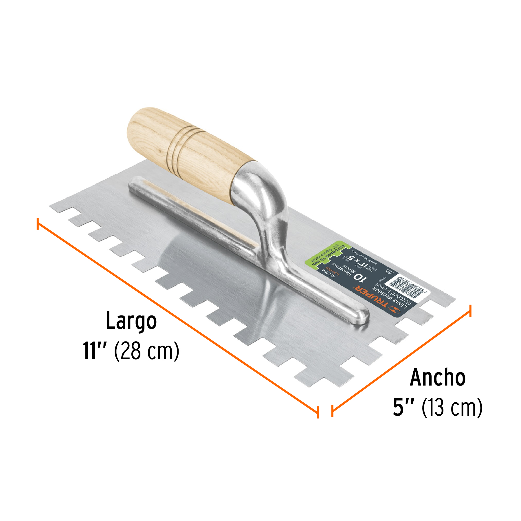 Llana 11" dentado cuadrado 1/2" de 10 remaches