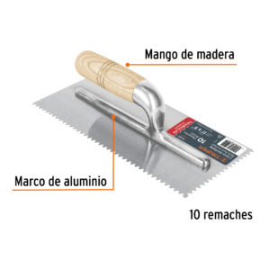 Llana mango madera canto dentado triangular 11" de 10 remaches