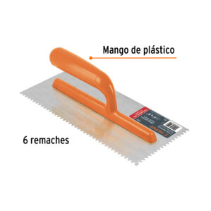 Llana mango plastico canto dentado triangular 11" de 6 remaches