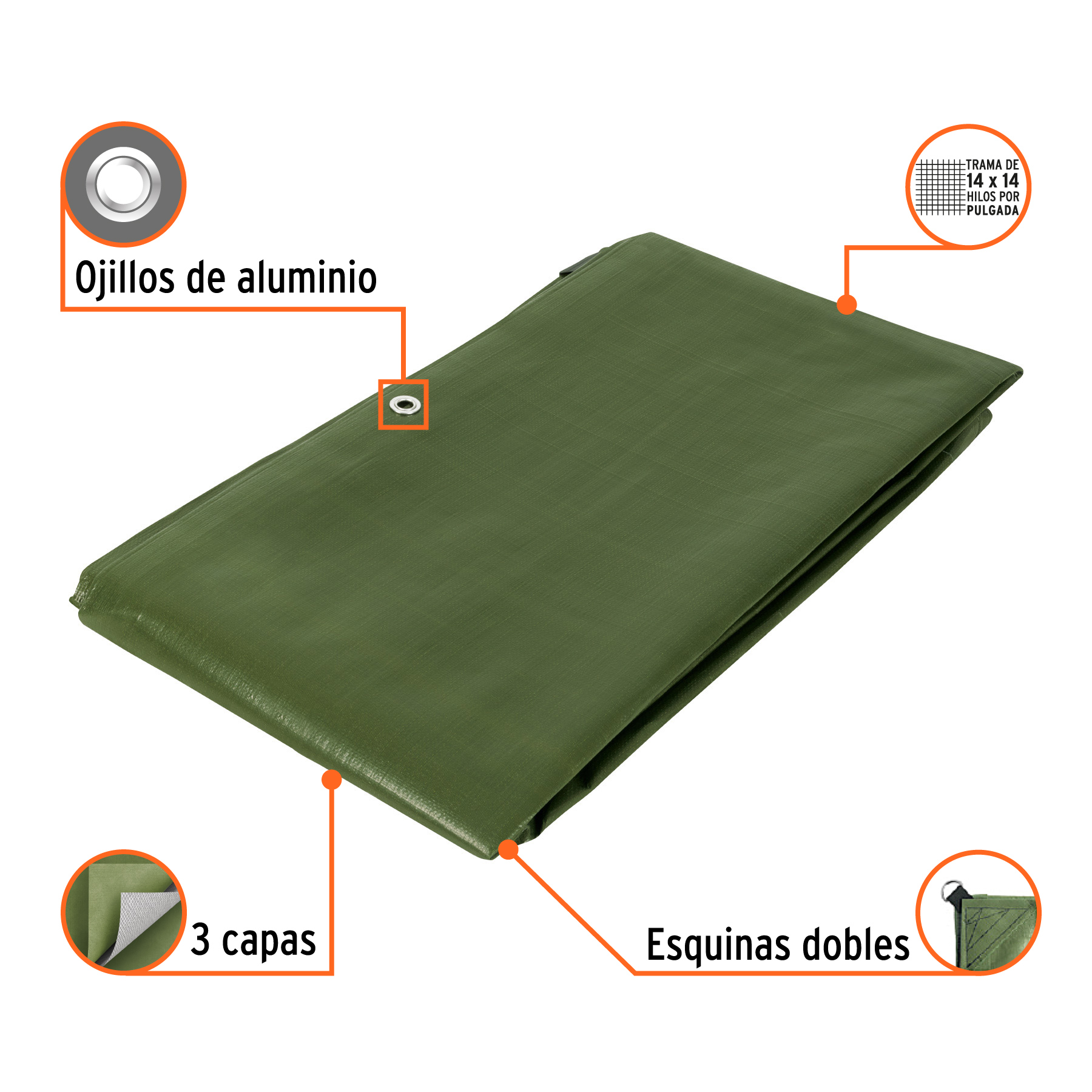 Lona uso rudo verde olivo 3x4m Truper Expert