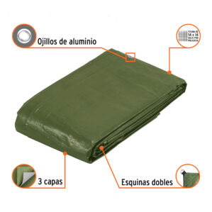 Lona uso rudo verde olivo 5x6m Truper Expert