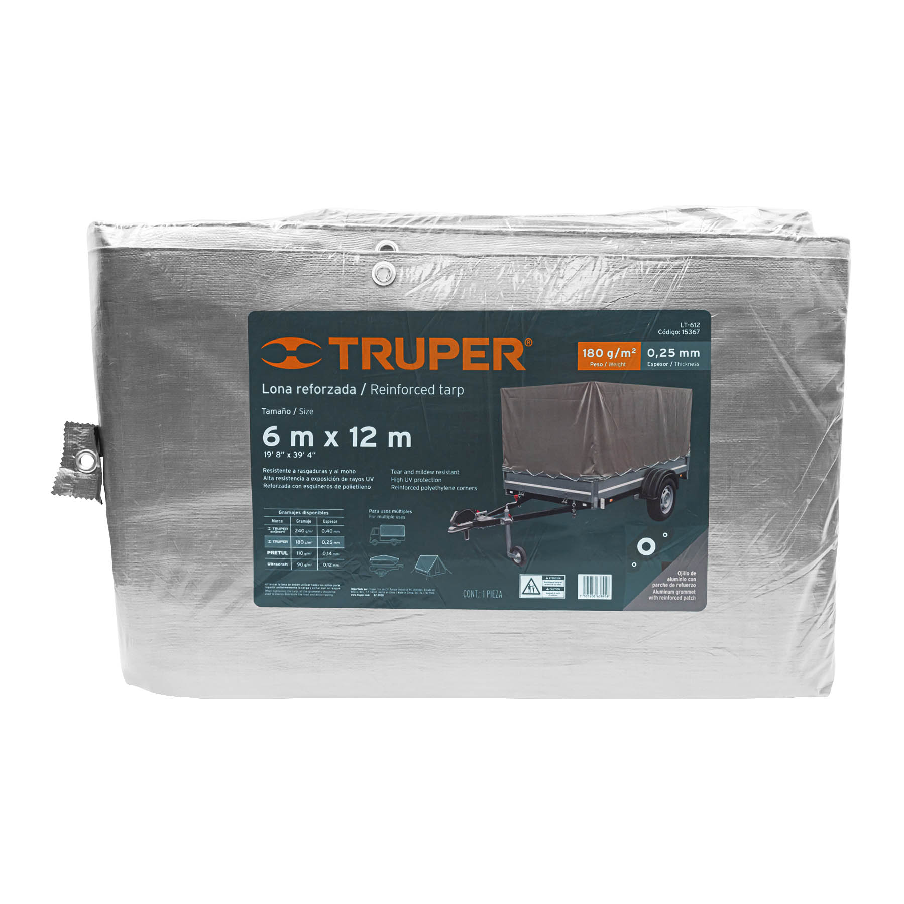 Lona Reforzada 6x12m Gris