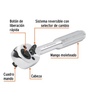 Matraca Cabeza de pera cuadro 1/4" de 5" Truper