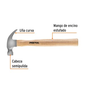 Martillo uña curva de 7oz Pretul