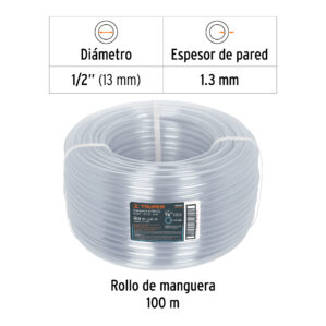 Rollo de 100m de Manguera 1/2" transparente