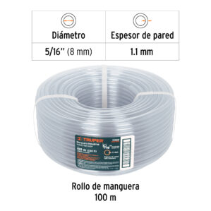 Rollo de 100m Manguera 5/16" industrial Transparente
