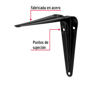 Mensula de acero 4x5" 10x12.5cm Negra