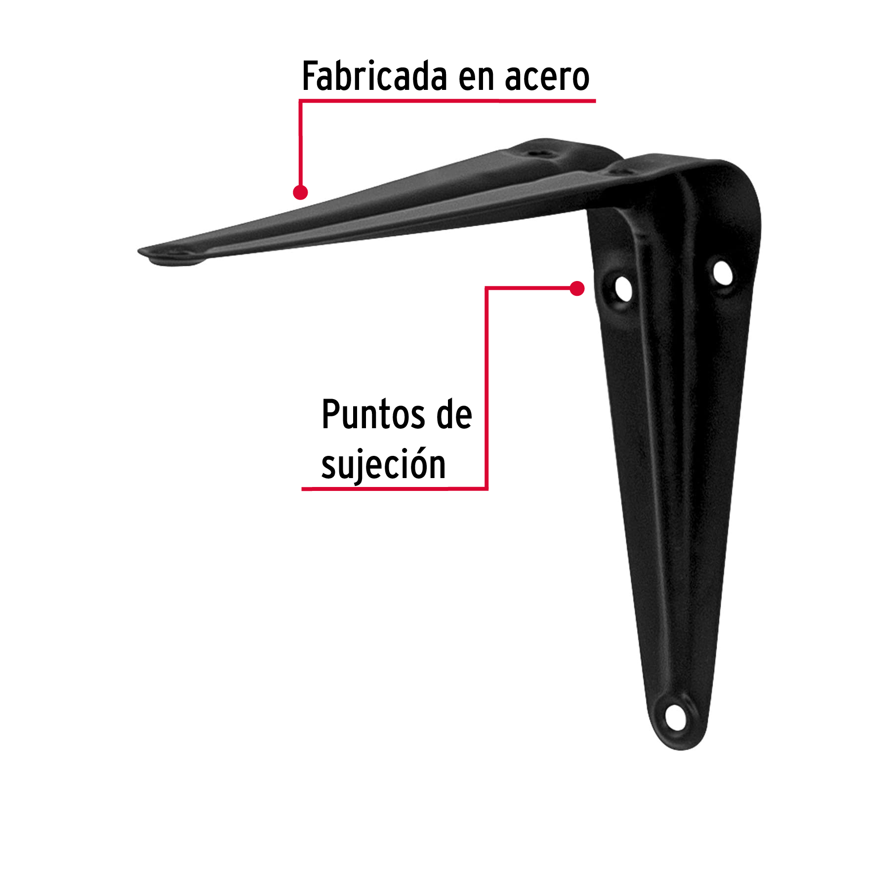 Mensula de acero 4x5" 10x12.5cm Negra