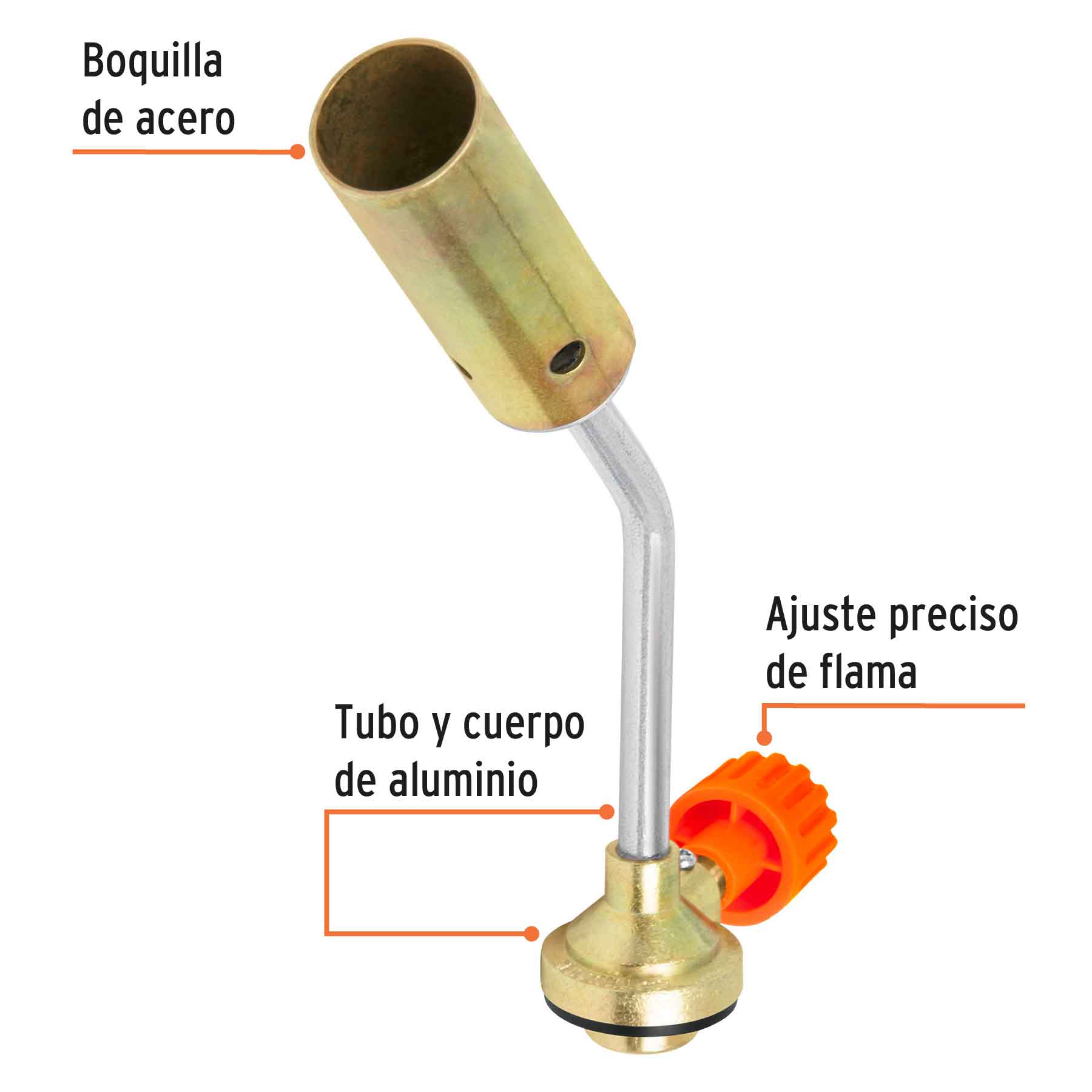 Mechero soplete boquilla para lata de gas roscada
