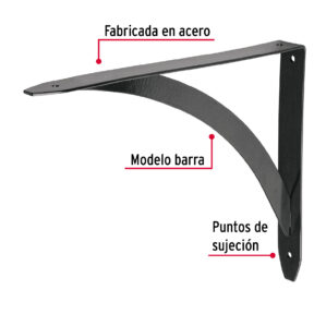 Mensula reforzada negra diseño barra 8 x 10"