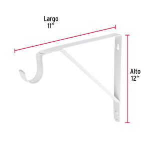 Mensula reforzada blanca con gancho de 11 x 12