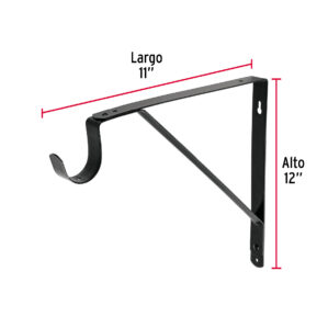 Mensula reforzada negra con gancho 11x12