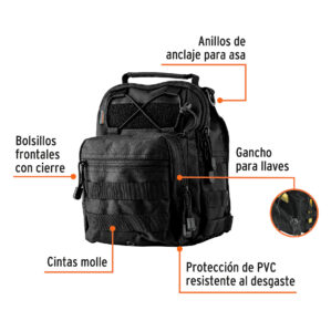 Mochila tactica de hombro, negro