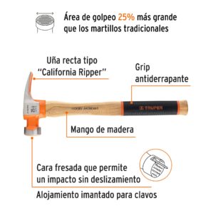 Martillo California Ripper boca fresada 25 oz hickory