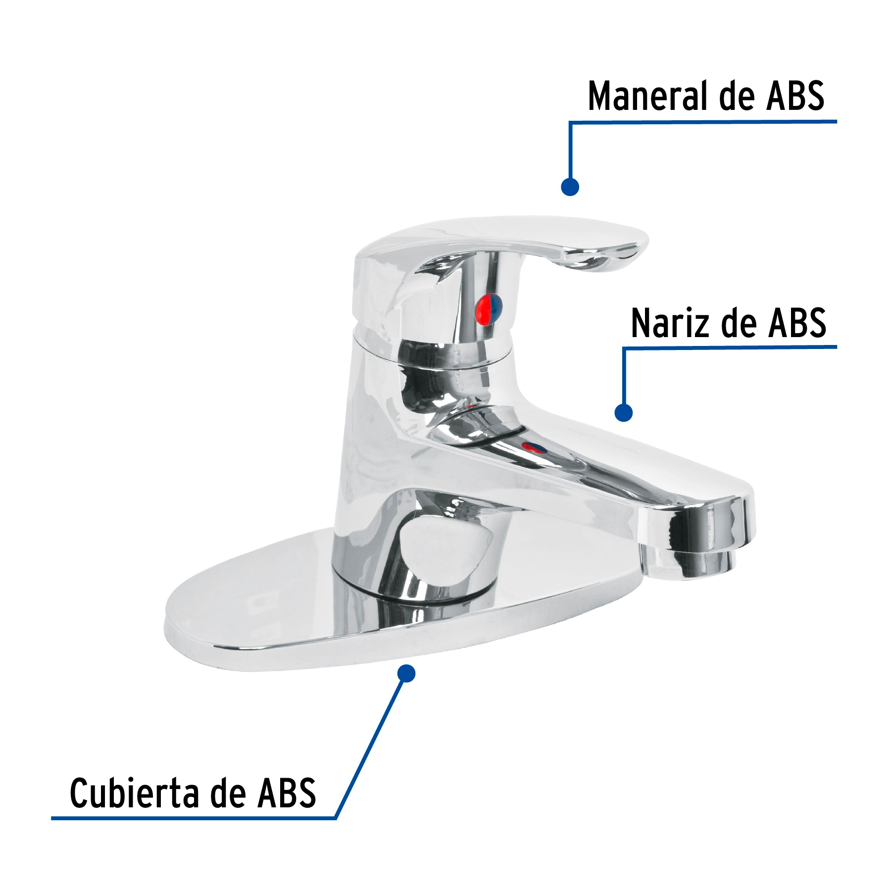 Mezcladora Monomando Lavabo Cuerpo de plastico Con Mangueras