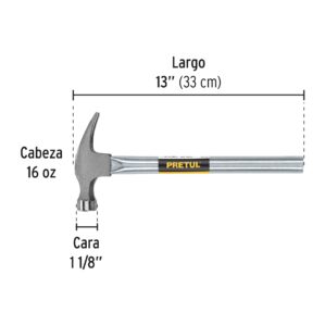 Martillo uña recta de 16oz mango tubular Pretul