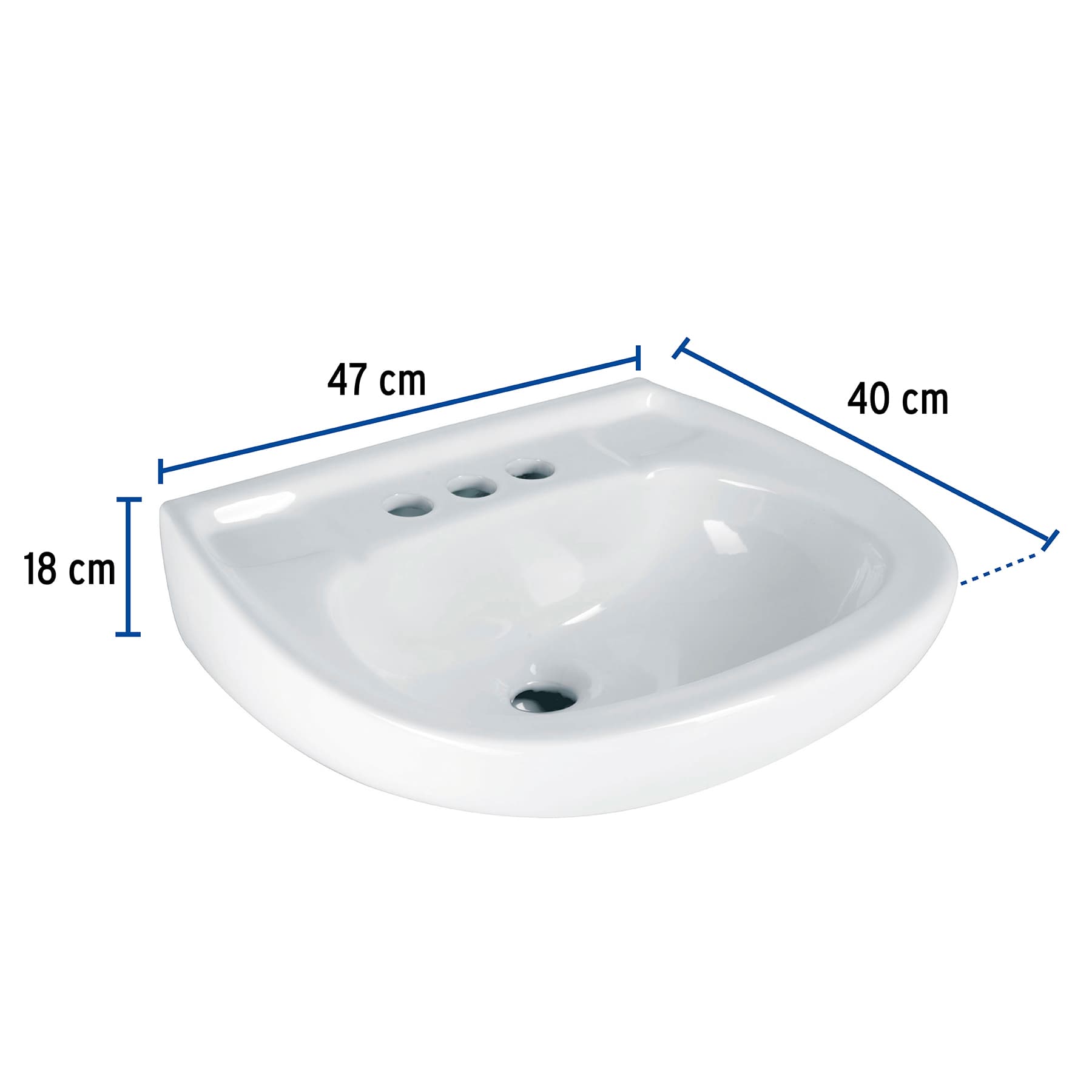 Lavabo ceramico con rebosadero blanco