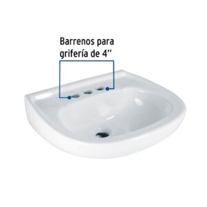 Lavabo ceramico con rebosadero blanco
