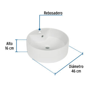 Lavabo de porcelana de sobreponer redondo, blanco, FOSET