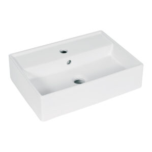 Lavabo de porcelana de sobreponer rectangular, blanco, FOSET